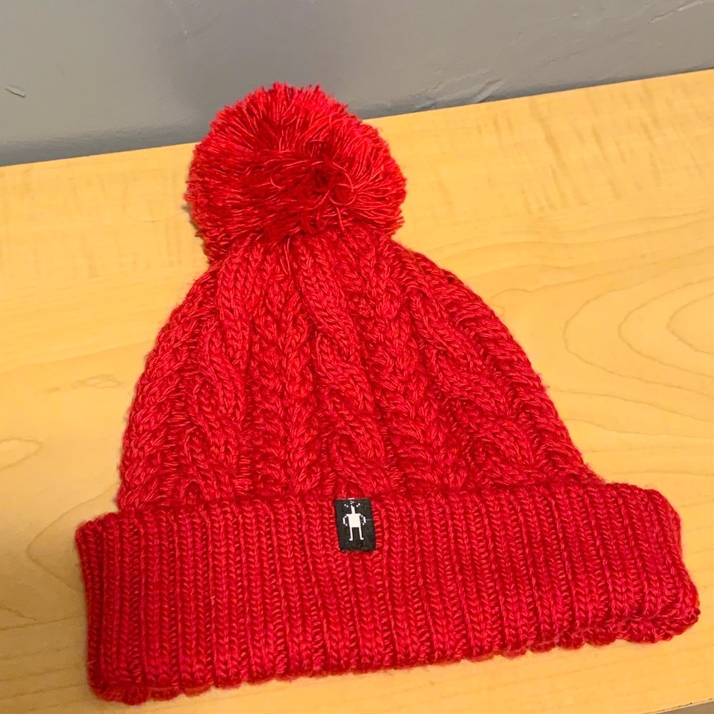 Smartwool winter hat in cranberry red